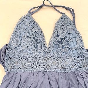 Fashion Nova Maxi Dress - Dusty Blue - Size XS